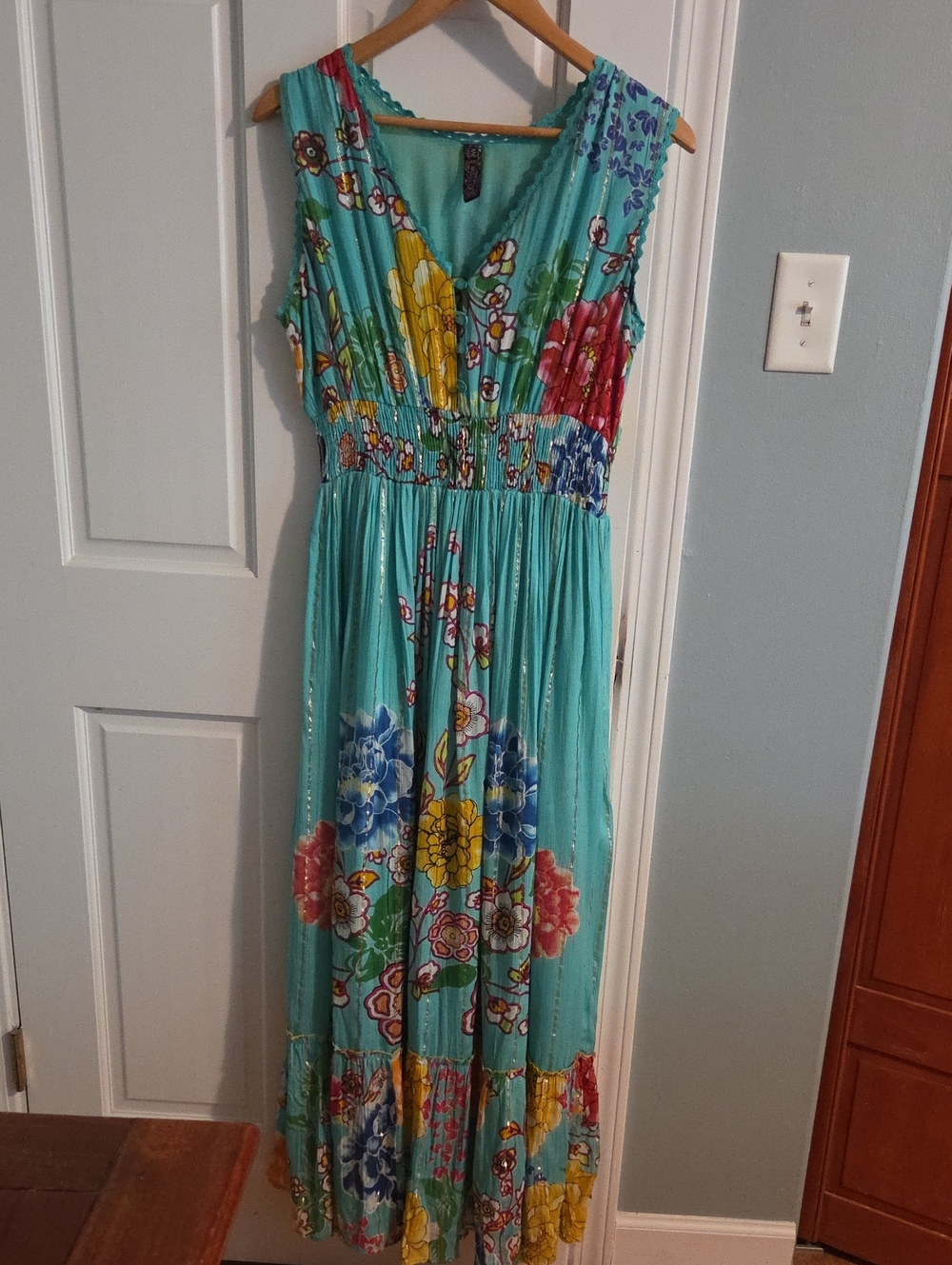 Me 2 Magic Turquoise Floral Maxi Dress